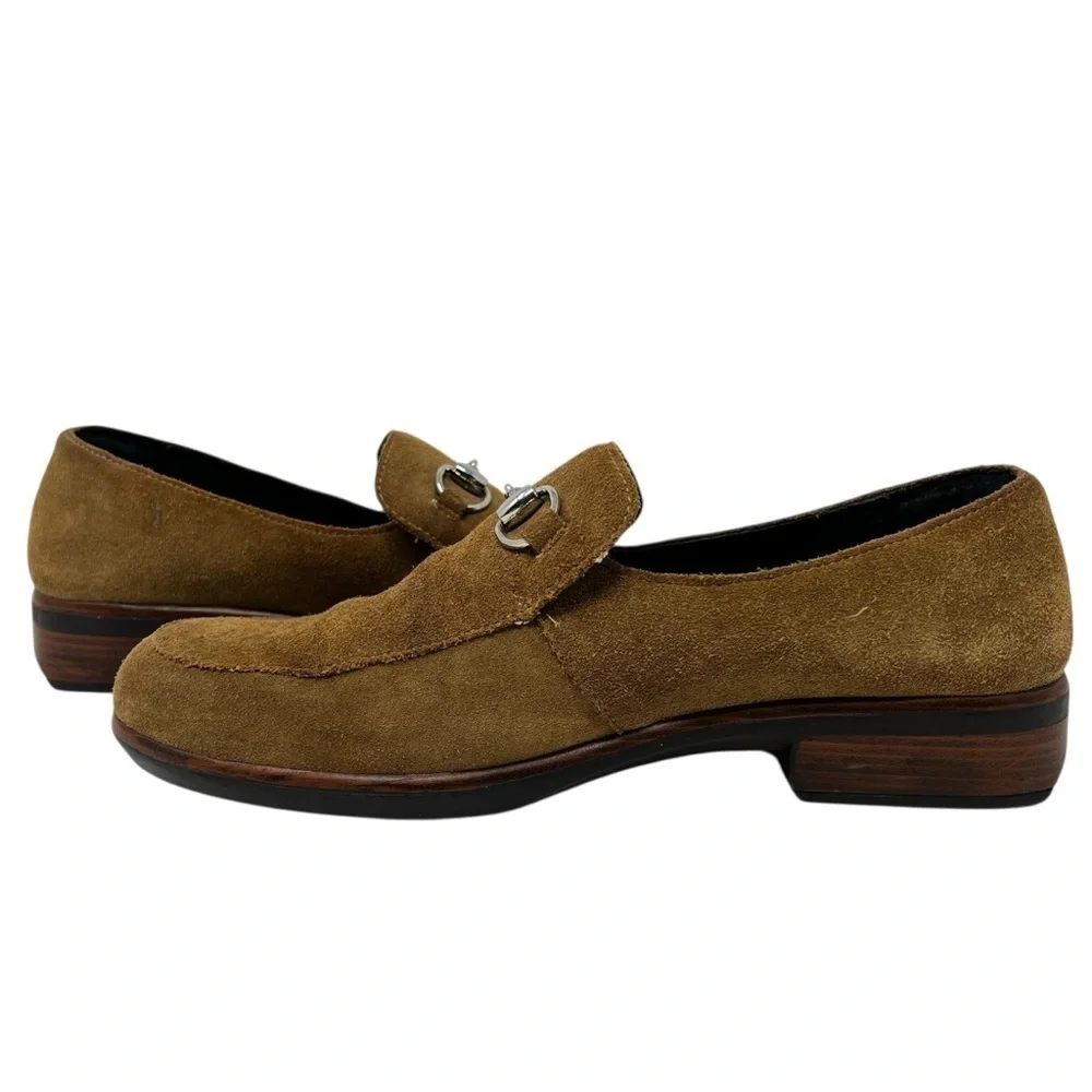 Naot Tan Suede Loafers with Silver Accent